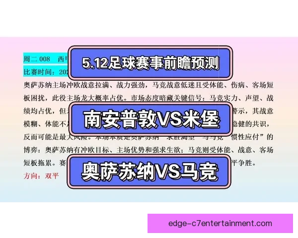 本周重磅足球赛事前瞻精彩对决不容错过